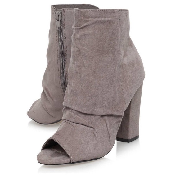 abulous Mocha Suedette peep-toe Boho  ankle boots - Picture 1 of 5